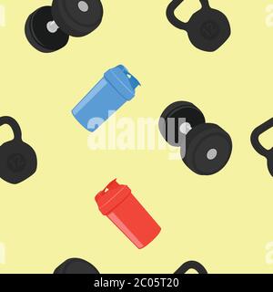 Vector Illustration Gym Themed Seamless Pattern Background Stock Vector