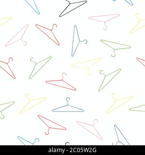Vector Seamless Pattern Background or Wallpaper with Hangers in Different Colors Stock Vector