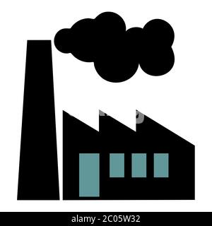 Old factory vector silhouette pictogram on white background Stock Vector