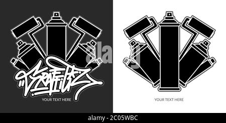 Abstract Graffiti Logo With Spray Cans And Markers Vector Illustration Stock Vector