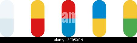 Set of Colored medicinal capsules vector icon flat isolated Stock Vector