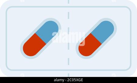 Medicinal capsules in a package vector icon flat isolated Stock Vector