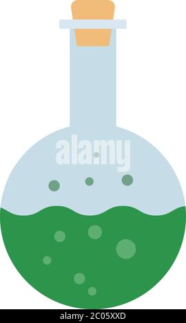 Glass bulb with green fluid vector icon flat isolated Stock Vector