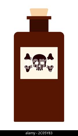 Vintage bottle with cork, with toxic substance, poison vector icon flat isolated Stock Vector