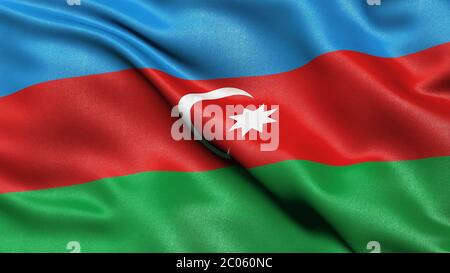 3D representation, waving Azerbaijani flag of Azerbaijan Stock Photo