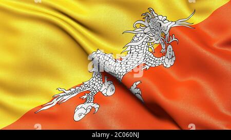 3D representation, waving flag of Bhutan Stock Photo