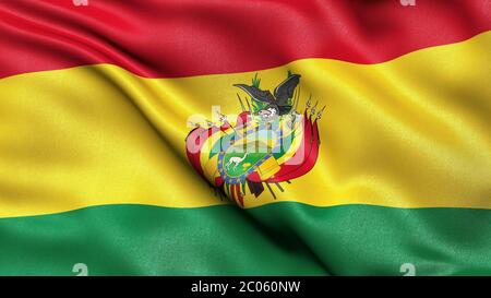 3D representation, waving Bolivian flag of Bolivia Stock Photo