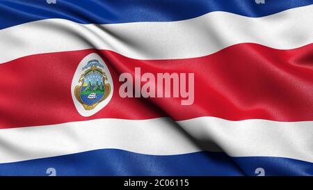 3D illustration of the flag of Costa Rica waving in the wind Stock Photo
