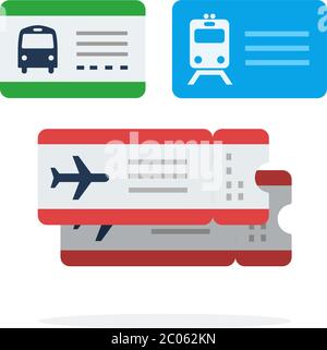 Tickets for public transport vector flat isolated on white Stock Vector