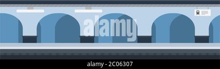Underground metro station with arches and columns vector icon flat isolated illustration Stock Vector