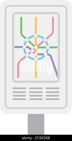 Stand with a subway map vector flat isolated on white Stock Vector