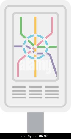 Stand with a subway map vector flat isolated on white Stock Vector