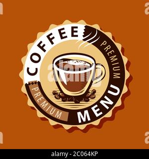 Coffee logo or label. Menu design for cafe and restaurant. Vector illustration Stock Vector