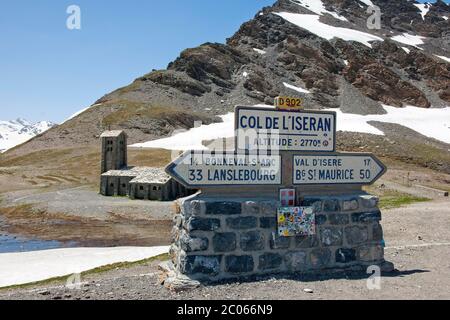Alpine pass Col de l'Iseran, Route des Grandes Alpes, Alpes-de-Haute-Provence, France Stock Photo