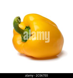 Single fresh yellow bell pepper close up isolated on white background Stock Photo