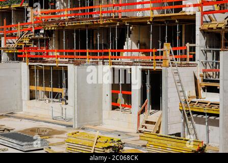 New construction of apartment buildings Construction site, Essen, North Rhine-Westphalia, Germany Stock Photo