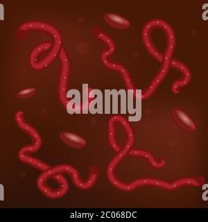 Ebola virus in blood set 3D, realistic style. Microorganism macro view. Vector illustration Stock Vector