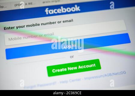 Facebook, social network, home, logo, internet, screenshot, detail Stock Photo
