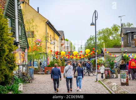 Pusher Street in the alternative free city of Christiania, Christianshavn, Copenhagen, Denmark Stock Photo