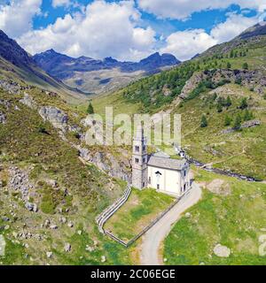 Val Grosina Occidentale - Valtellina (IT) - Malghera - Sanctuary of the Madonna del Muschio Stock Photo