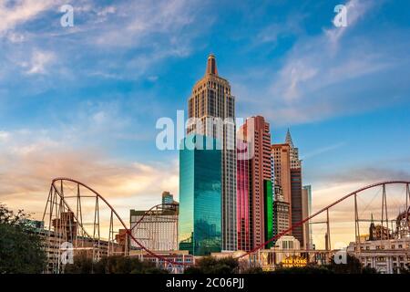 Las Vegas, NV / USA - February 27 2019: New York - New York Hotel and Casino is located on the corner of Las Vegas Blvd. and Tropicana Ave. in the cit Stock Photo