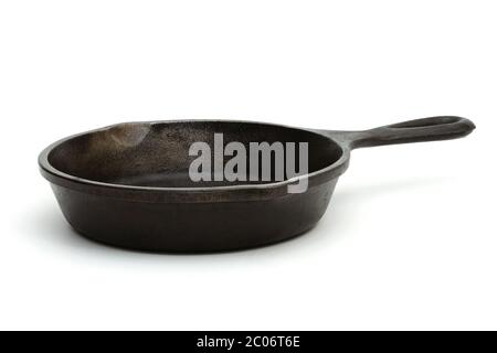 Cast Iron skillet with white background Stock Photo