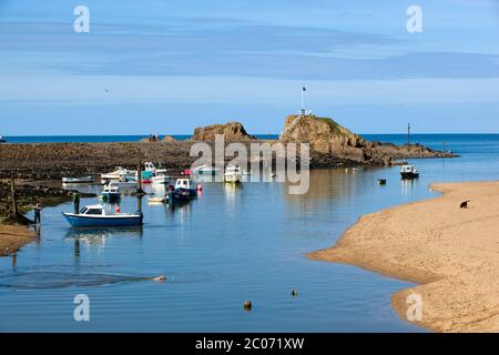 View over harbour and Breakwater, Bude, Cornwall, England, United Kingdom Stock Photo