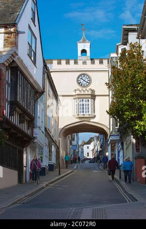 East Gate Arch on Fore Street, Totnes, Devon, England, United Kingdom Stock Photo