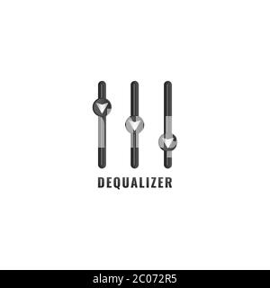 Dequalizer logo design template. Down arrow blend with equalizer design concept. Isolated on white background. Explain performance degradation, losses Stock Vector