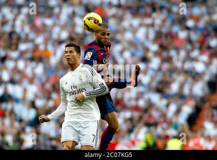Spanish League Match Real Madrid Vs Fc Barcelona Season 2014 15 Santiago Bernabeu Stadium Cristiano Ronaldo Real Madrid And Dani Alves Fc Barcelona In Action During The Spanish League Match Photo Guillermo
