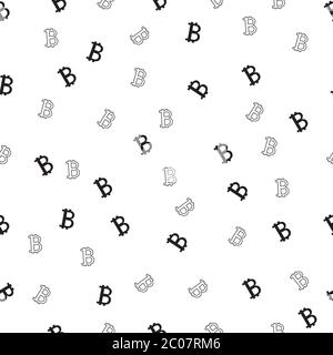 Bitcoin, seamless pattern, crypto currency. Vector illustration, finance. Sign. Stock Vector