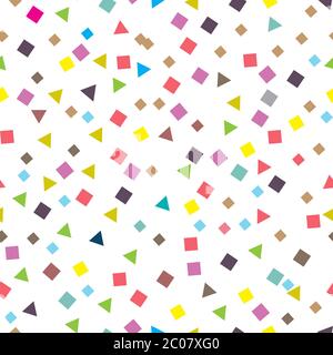Seamless pattern with small squares and triangles. Vector repeating texture. Stock Vector