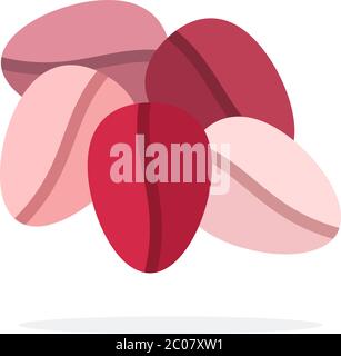 Pink coffee beans vector flat isolated Stock Vector