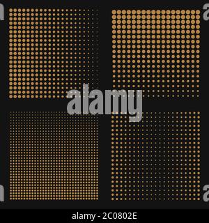Set of abstract halftone backgrounds. Brown color dots on black Stock Vector