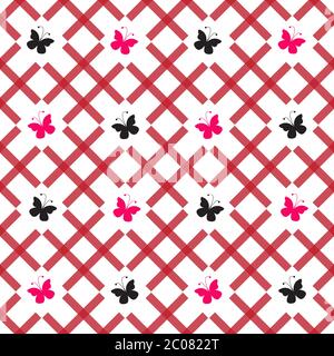 Seamless tartan plaid pattern. Fabric texture checkered background in Christmas palette of teal green light green, bright red white. Stock Vector
