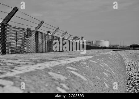 East Aberthaw is a quiet beach next to a huge power station, with derelict cottages and farmland Stock Photo