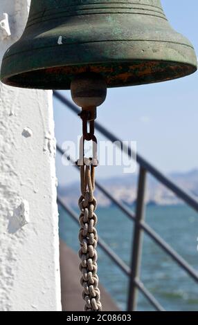 A ferryboat Bell Ring to Alarm  the Situation to Captain Photo Stock Photo