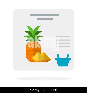 Product card of pineapple for ordering online flat icon vector isolated Stock Vector
