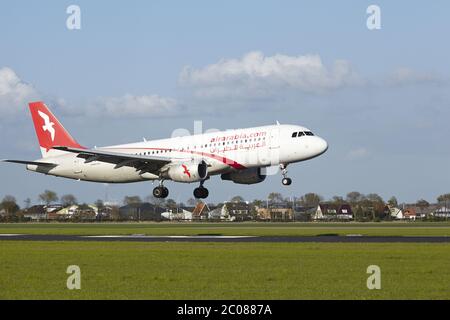 Amsterdam Schiphol Airport - Air Arabia Maroc A320 lands Stock Photo