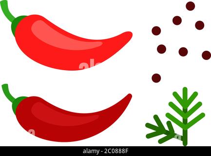 Set of seasonings for food flat icon vector isolated Stock Vector