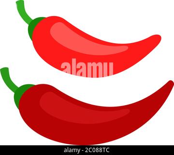 Two kinds of hot peppers flat icon vector isolated Stock Vector