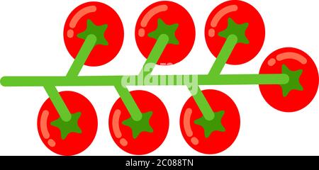 Bunch of cherry tomatoes flat icon vector isolated Stock Vector