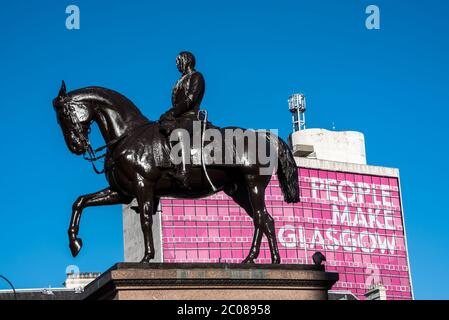 Statue of Queen Victoria on horseback  in George Square, Glasgow, Scotland Stock Photo