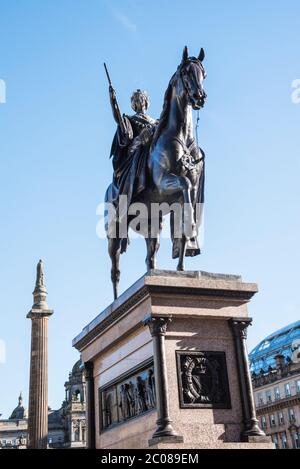 Statue of Queen Victoria on horseback  in George Square, Glasgow, Scotland Stock Photo