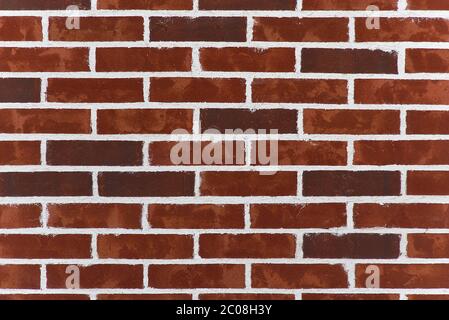 Background texture of old Victorian bricks and mortar. Dark red bricks wall with white seam. new brick wall texture background. Stock Photo