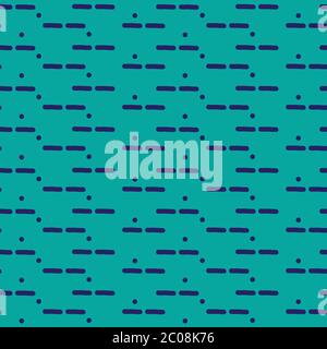 Simple dot and dash pattern, seamless vector backdrop repeat design surface teal background Stock Vector