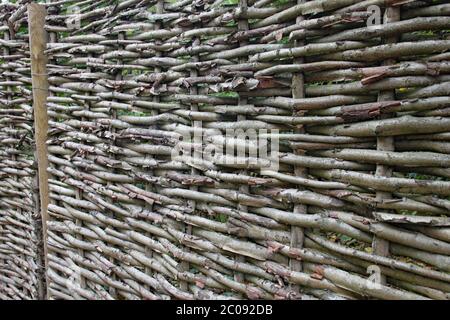 Close up of a willow hurdle fence Stock Photo