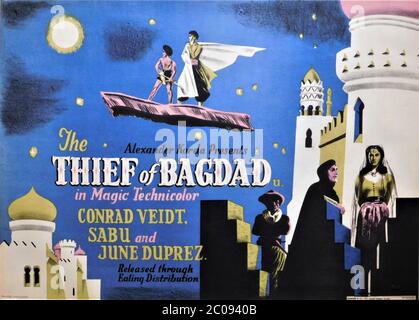 SABU CONRAD VEIDT JUNE DUPREZ and JOHN JUSTIN in THE THIEF OF BAGDAD 1940 directors Ludwig Berger Michael Powell Tim Whelan Alexander Korda Zoltan Korda William Cameron Menzies screenplay and dialogue Miles Malleson  Alexander Korda Films / London Film Productions / United Artists Stock Photo