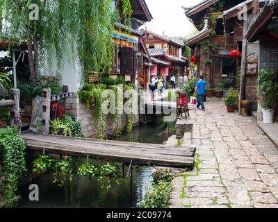 Streets in Old Town of Lijiang, Yunnan, China Stock Photo