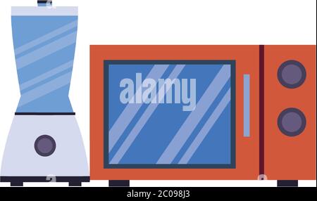 microwaves oven with blender kitchen appliance isolated icon vector illustration design Stock Vector